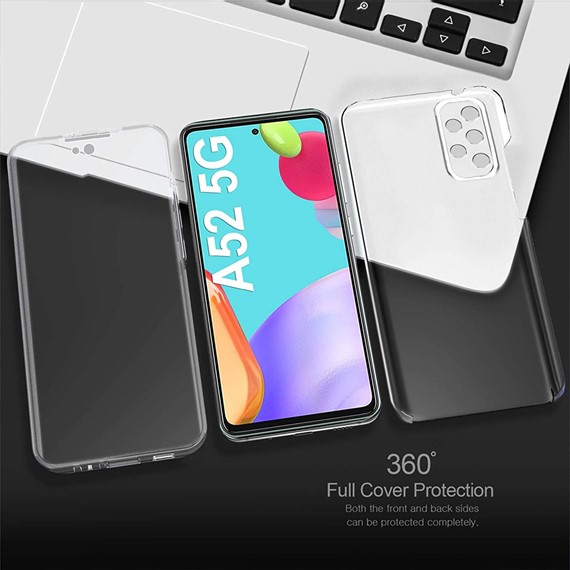 CaseUp Samsung Galaxy A52 Kılıf 360 Çift Taraflı Silikon Şeffaf 5